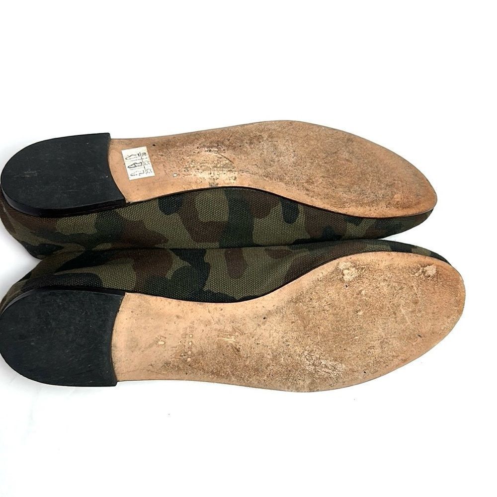 Giuseppe Zanotti Green Camouflage Canvas Crystal Skull Ballet Flats Size 40 US10 - Picture 12 of 15